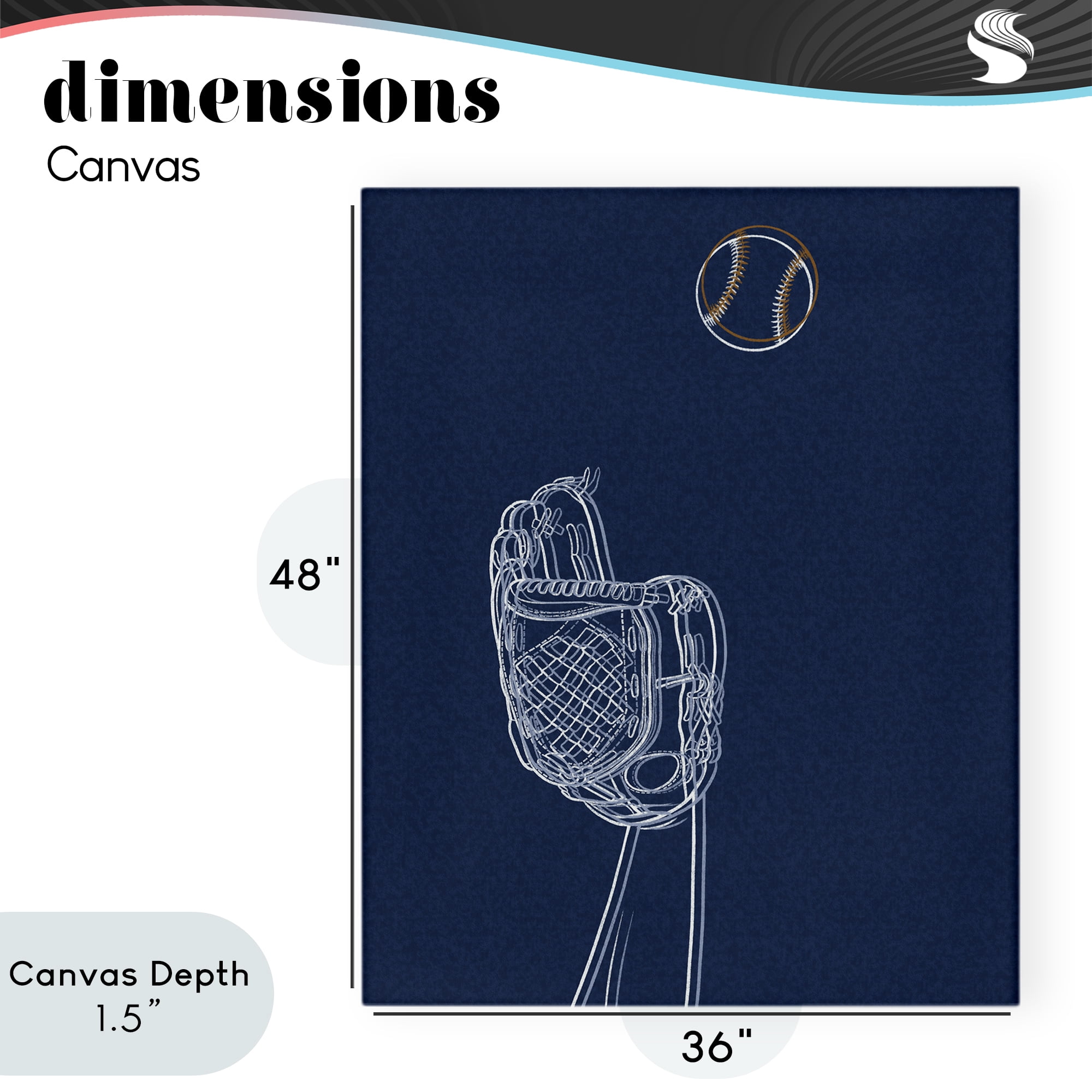 Stupell Industries Baseball Lines Contour Canvas Wall Art, design by Marcus Prime