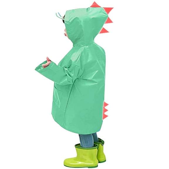 Siilsaa Rain Coats for Girls Girls Rain Jackets Kids Waterproof Raincoat Lightweight Windbreaker Green,2XL