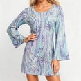 thumbnail image 2 of KHONTS Women's 60s 70s Hippie Disco Dress Retro Disco Outfit Sequin Floral Dresses Light Blue L, 2 of 5