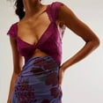 thumbnail image 5 of Sakmal V-Neck Womens Dresses Purple Long Sleeveless Lace Sexy Floral Cutout Fit & Flare Dress, 5 of 5