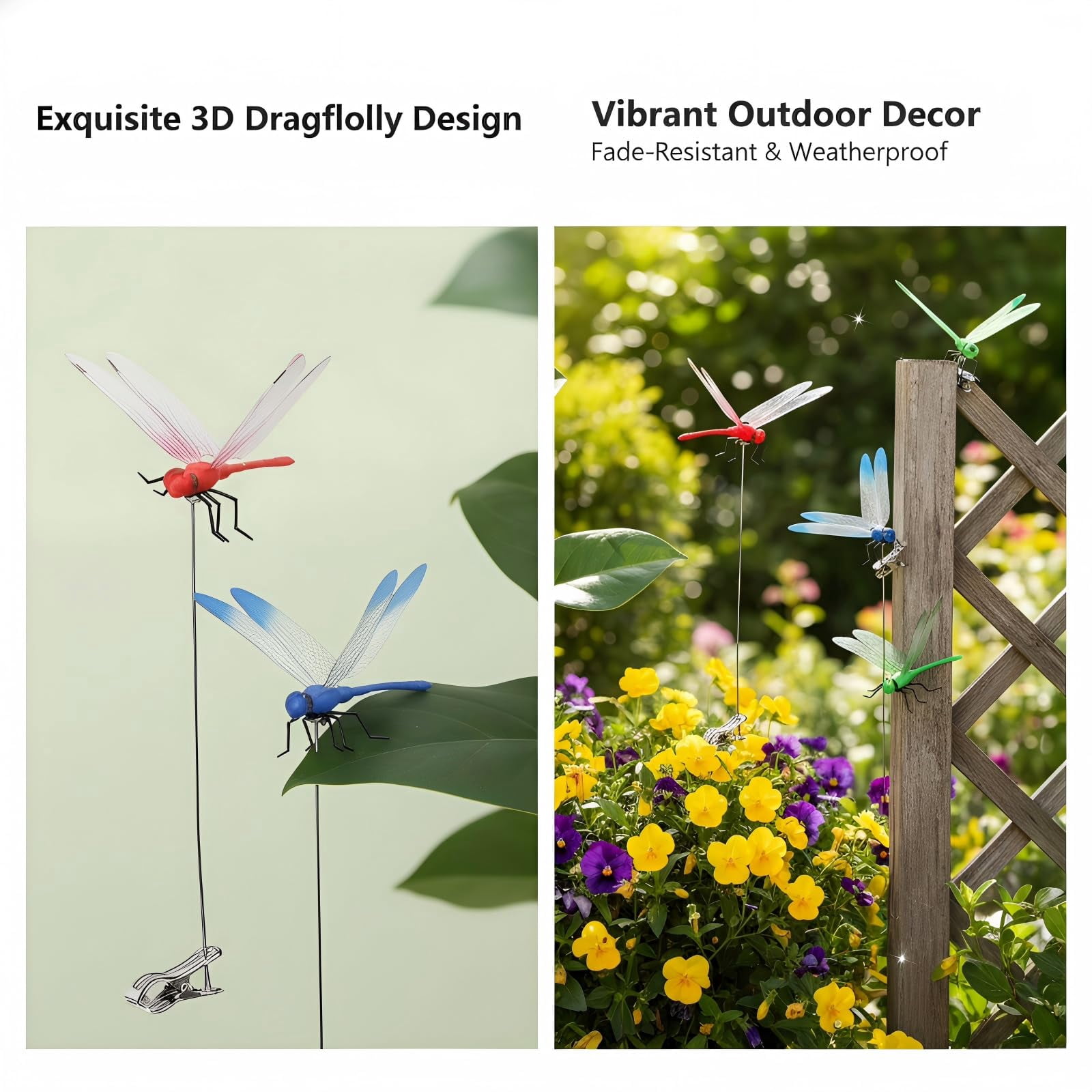 Dragon Fly Clips for Bugs Repellent, 3D Dragonfly Garden Stakes Decor - Dragonfly Clips to Keep Bugs Away, for Outdoor Garden Decoration & Hat Clip Accessories (20pcs)