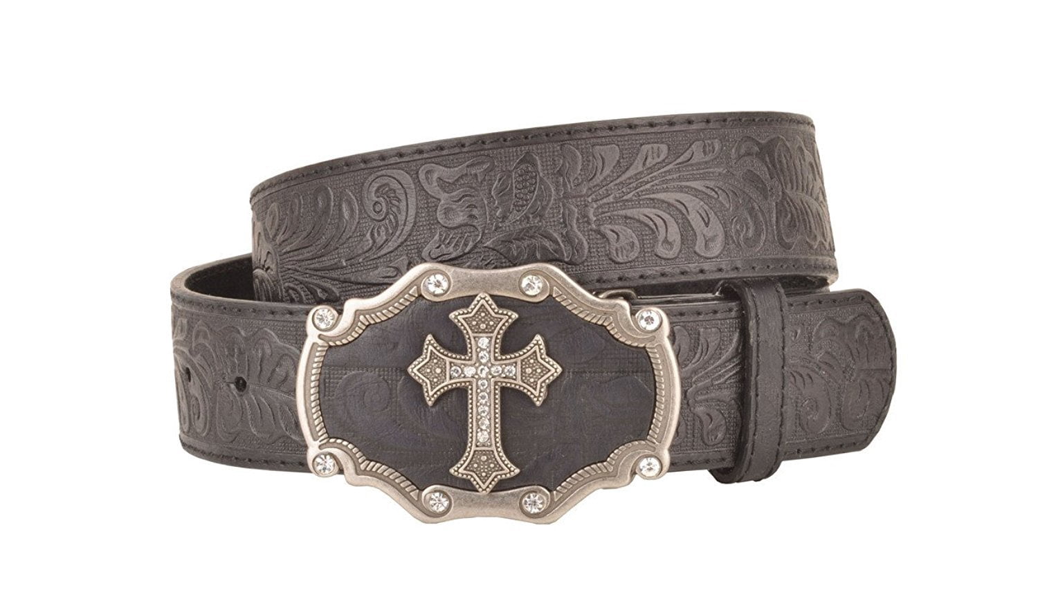 A silver cross leather belt m.a+ .925 Silver Cross Studded Leather Belt | Toronto – DRIEW main image 2