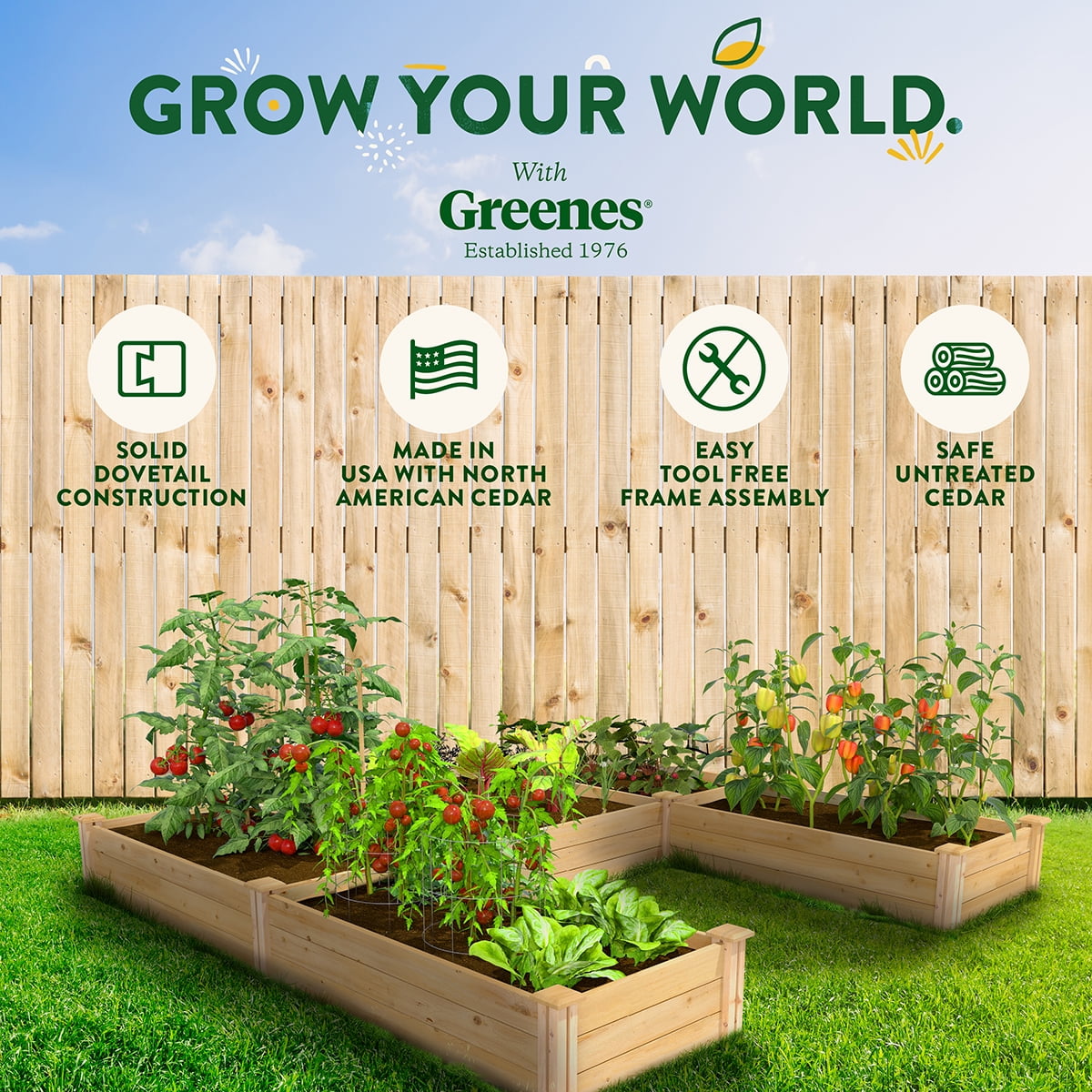 Greenes Fence  8' x 8' x 10.5" (3/4" Thick) U-Shaped Premium Cedar Raised Garden Bed