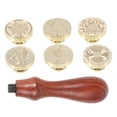 thumbnail image 1 of MasteelfCA 7pcs 3D Fire Paint Seal Wax Sealing Wax Suit Plant Pattern Seal Collection Toys Packing Box with Seals Wooden Handle for Wedding Invitation Envelope Seal, 1 of 7