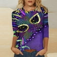 thumbnail image 5 of Tbopshirt 3/4 Sleeve Tops for Women,Mardi Gras Clothing,Women Gifts for Hers Casual Shirts Pullover Loose Tunic Tops Print Blouse,Womens Tops, 5 of 5
