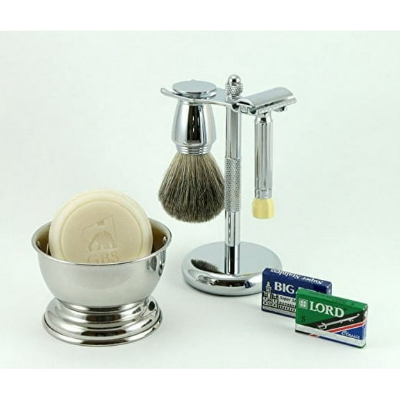 Shaving Gift Set with Merkur 500 Progress Safety Razor, Bowl, GBS Shaving Soa...