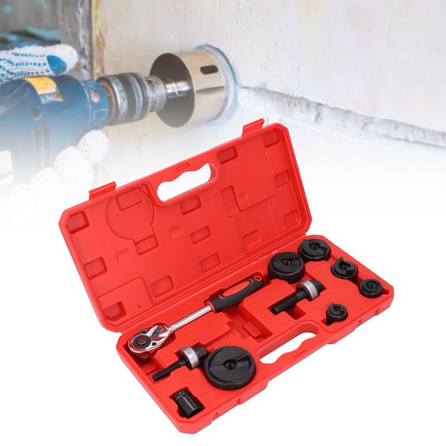 Hand Ratchet Knockout Set, 1/2 To 2 inch Multifunctional Sturdy Stable Operating Manual Knockout Punch Driver Kit Portable for Individual Handcraft