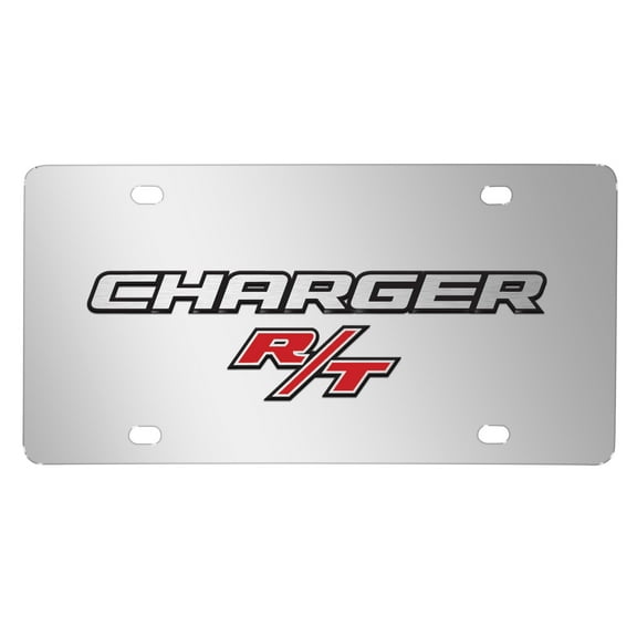 Dodge Charger R/T 3D Logo on Chrome Stainless Steel License Plate