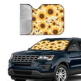 thumbnail image 2 of Yiaed Brown Leaf Pattern Sunflower Print Car Windshield Sunshade Front Auto Car Front Window Sun Shade Foldable Sun Visor Shield Cover Auto Accessories for Sedan SUV Truck-Medium, 2 of 5