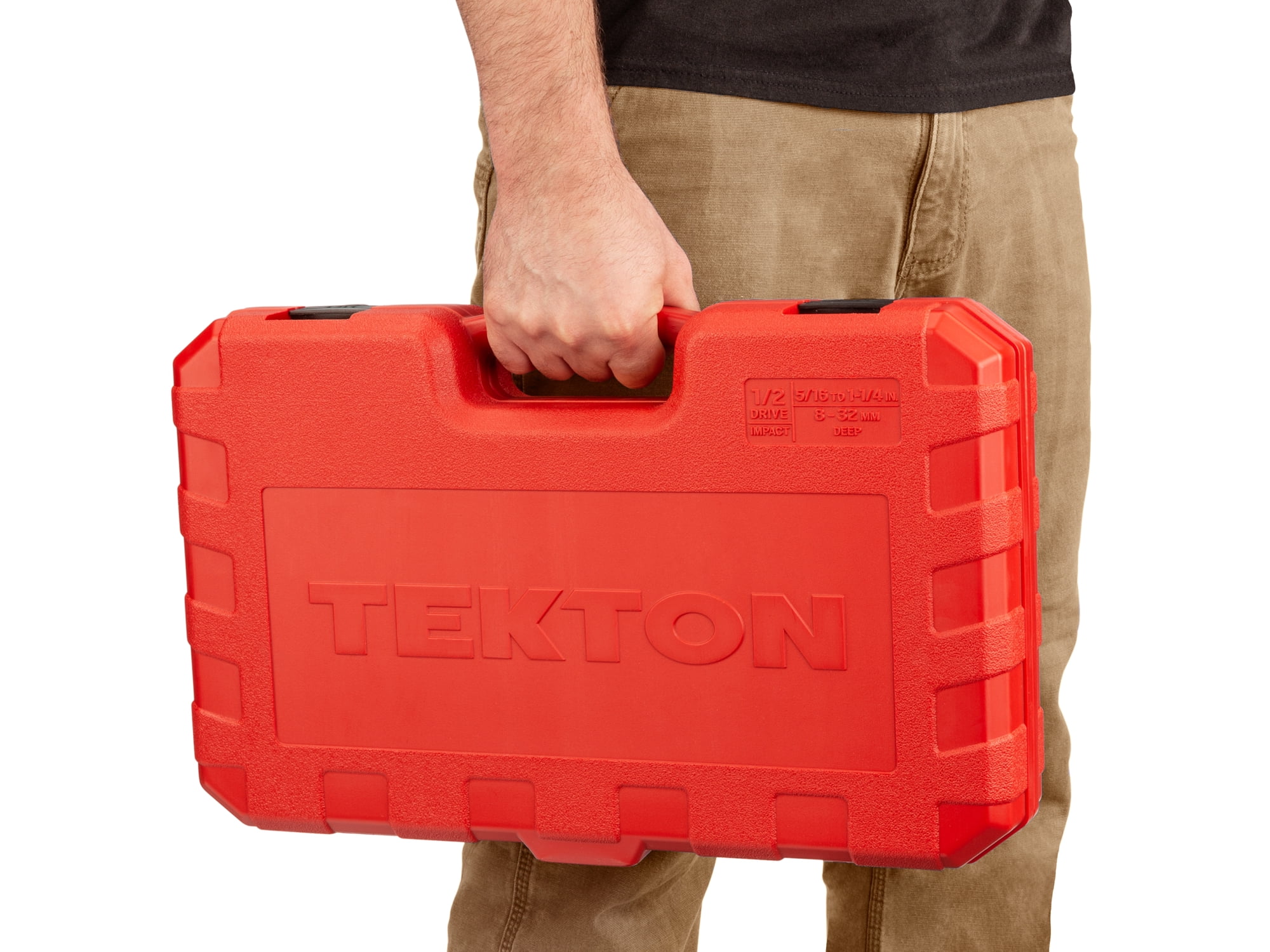 TEKTON 1/2 Inch Drive Deep 6-Point Impact Socket Set with Case, 45-Piece (5/16 - 1-1/4 in., 8-32 mm) | SID92404