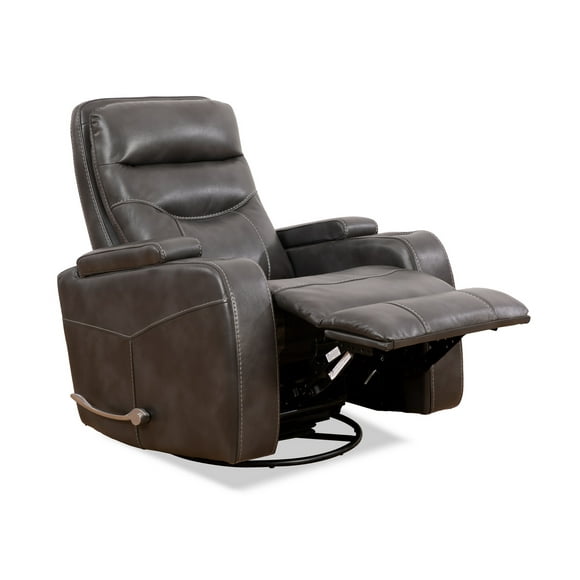 OnyxGlide Swivel Recliner with Storage Arms - Grey