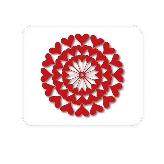 DistinctInk Mouse Pad - 1/4" Foam Rubber - Red Hearts Mandala