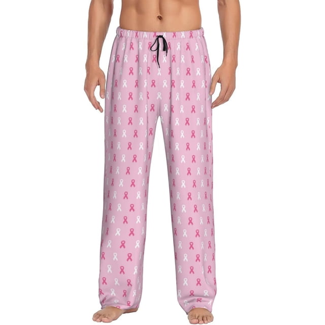 Fotbe Breast Cancer Awareness5 Pantalones de Pijama para Hombre, Pantalones de Dormir, Pantalones de Casa con Cintura Ajustable y Bolsillos-X-Large