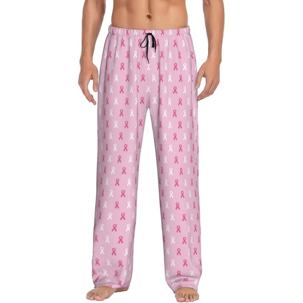 Balery Breast Cancer Awareness5 Pantalones de pijama para hombre, pijama ultraligero, pantalón de descanso-Large
