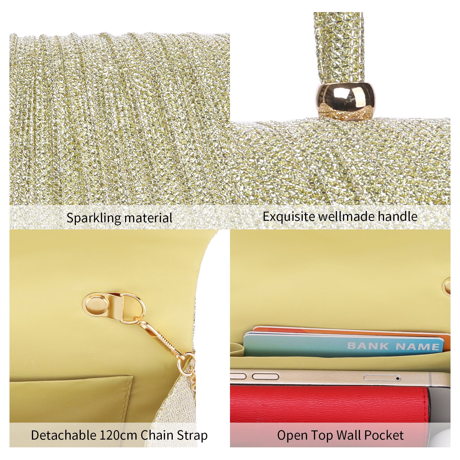 LOUEBICA Evening Bag Sparkly Clutch Purses for Women Wedding Party Women's Shoulder Bag Crossbody Handbags
