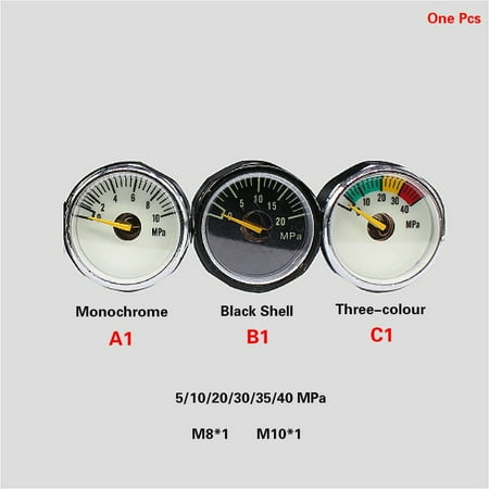 

Scuba Dive PSI Pressure Gauge Pony Bottle Pressure Gauge for Mini Air Tank SPG 5/10/20/30/35/40MPa M8 M10 Thread Paintball gauge