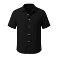 thumbnail image 5 of Abtuhar Kids Boys 5-15 Years Summer Tops Solid Short Sleeve Turndown Collar Breathable Soft Casual Blouses Shirts, 5 of 5