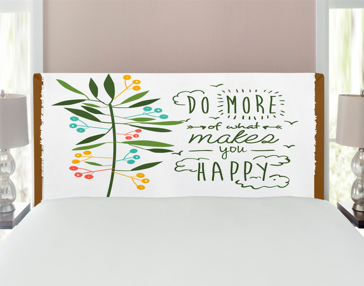 Saying Headboard Progress Ideas Design Ideology Mindfulness Olive Fruits Flying Birds Leaf Upholstered Decorative Metal Bed Headboard With Memory Foam Forest Green Brown By Ambesonne Walmart Com Walmart Com