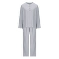 thumbnail image 4 of qolati Women's 2 Piece Outfit 2024 Fall Button Knit Pullover Sweater and Wide Leg Pants Sweatsuit Trendy Clothes Loungwear Matching Sets, 4 of 5