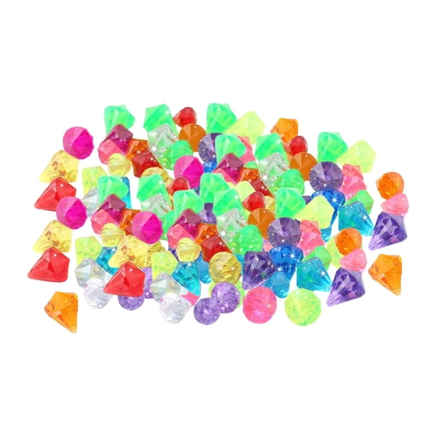 100 piezas de cubos de hielo de arcoíris con forma de roca de hielo, tesoros de verano para la playa, juguetes para niños M
