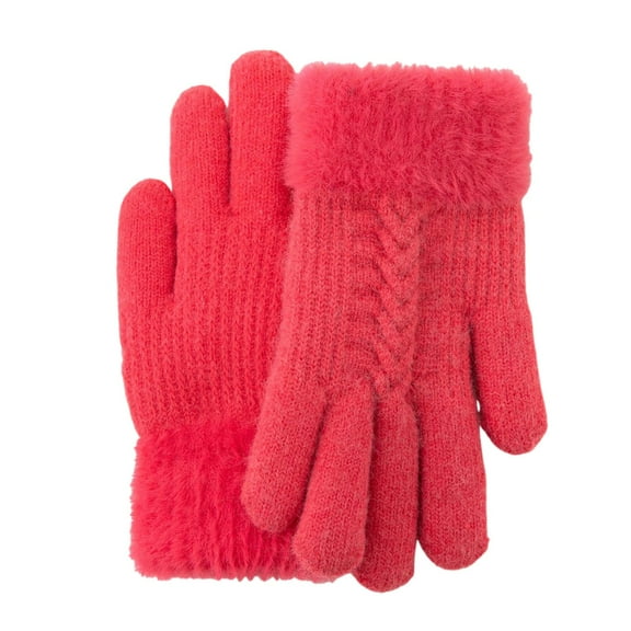 UJNDER Winter Ski Inner Gloves for Men and Women Outdoor Cycling Lined Flip Finger Windproof Cold Warm Screen Gloves Watermelon Red