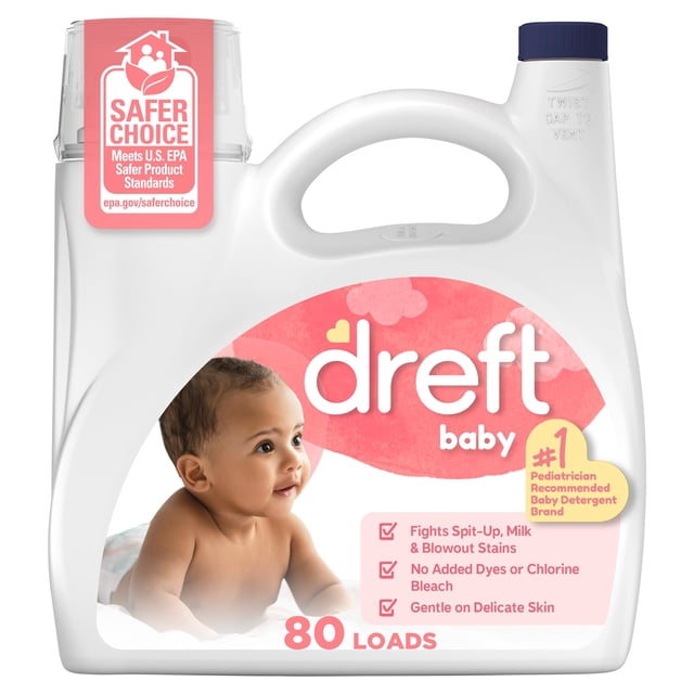 Detergente líquido para ropa de bebé Dreft sin fragancia 3,1 L, 80 lavados