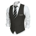 thumbnail image 3 of HAOMEILI Men's Suit Vest Business Formal Dress Waistcoat Vest with 3 Pockets for Suit or Tuxedo, 3 of 8