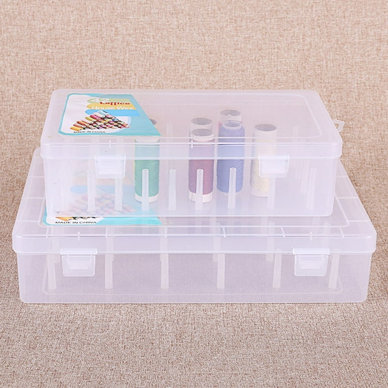Craft County Embroidery Floss and Thread Organizer Box - Clear White  Plastic with 17 Empty Compartments