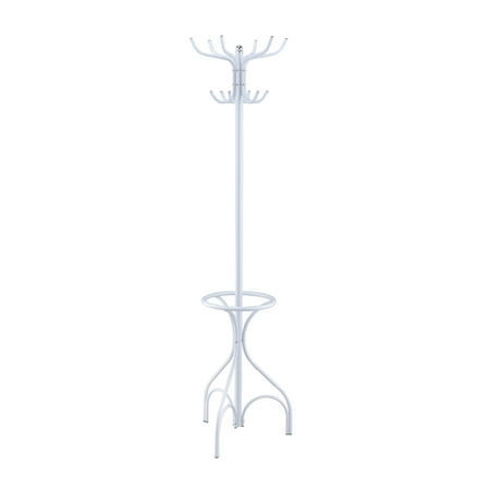 Acme Coat Rack - ACME Bobbi Coat Rack with 12 Hooks, Umbrella Stand, White