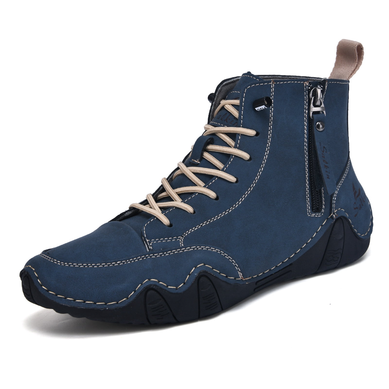 Dakaela Men's Suede Chukka Boots Lightweight Barefoot Walking Shoes High Top Slip on Hiking Sneakers
