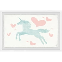 Marmont Hill Flying Unicorn Hearts Framed Wall Art