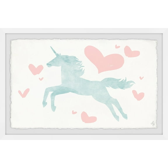 Marmont Hill Flying Unicorn Hearts Framed Wall Art