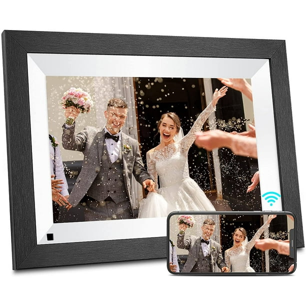BSIMB 10.1 inch WiFi Digital Photo Frame 16GB, Wooden Smart Picture
