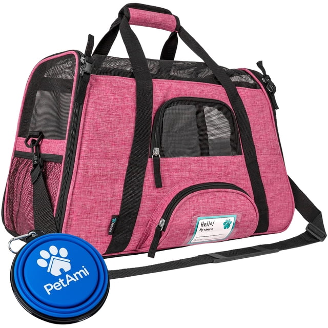 PetAmi Transportín para mascotas aprobado por la aerolínea para gatos, transportador de perros de lado suave para perros pequeños, suministros de viaje para gatos, accesorios para gatos de interior, b