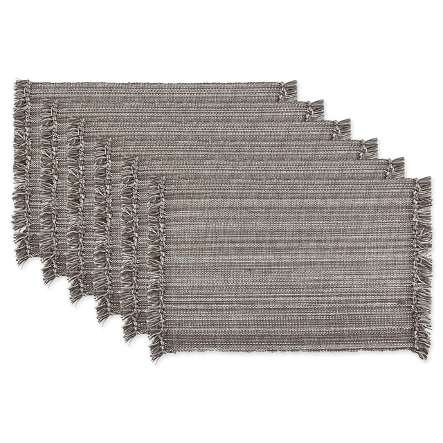 Mantel Individual básico de Cocina, 100% algodón, con Flecos tonales, abigarrado, Lavable a máquina, Juego de 6 Unidades