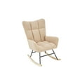 thumbnail image 4 of Rocking Chair Nursery, Solid Wood Legs Reading Chair with Teddy Fabric Upholstered , Nap Armchair for Living Rooms, Bedrooms, Offices, Cream, 4 of 7