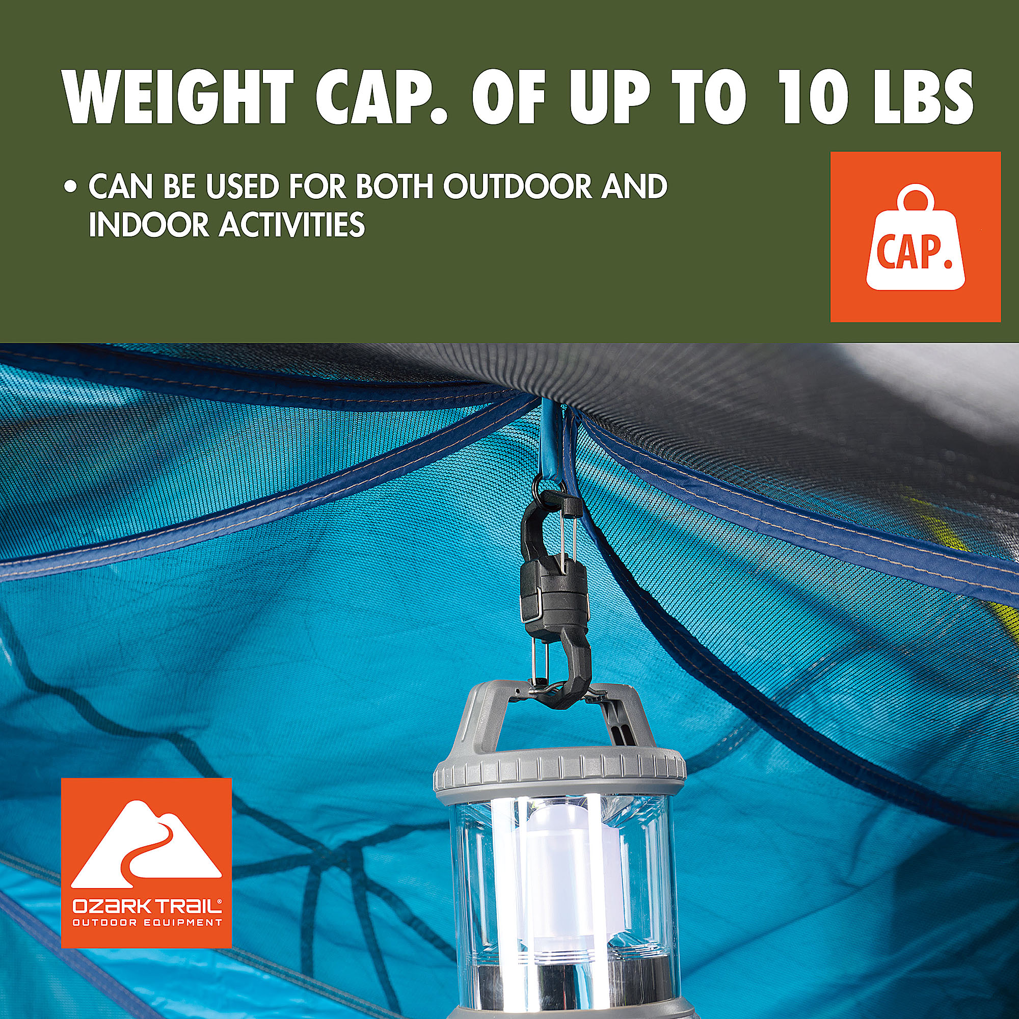 Mosquetones magnéticos grandes Ozark Trail, capacidad de 10 lb, negro y naranja, 2 unidades 4