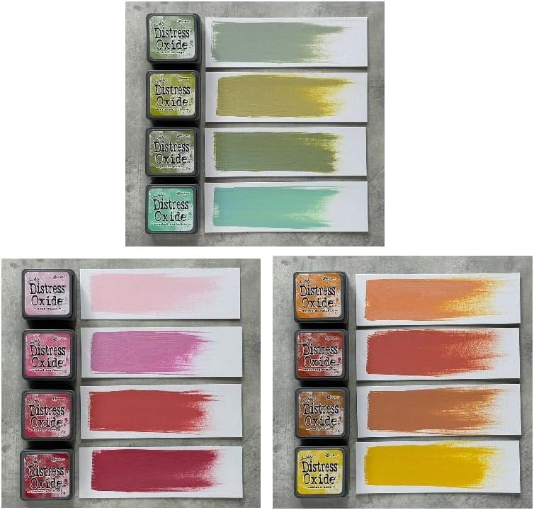 Mini Distress Oxide Pad Bundle - Ranger Tim Holtz Mini Distress Oxide Pad Sets #1, #2, #3, #4, #5, #6 with 2 Mini Distress Storage Tins and Trebbies Detail Sticks