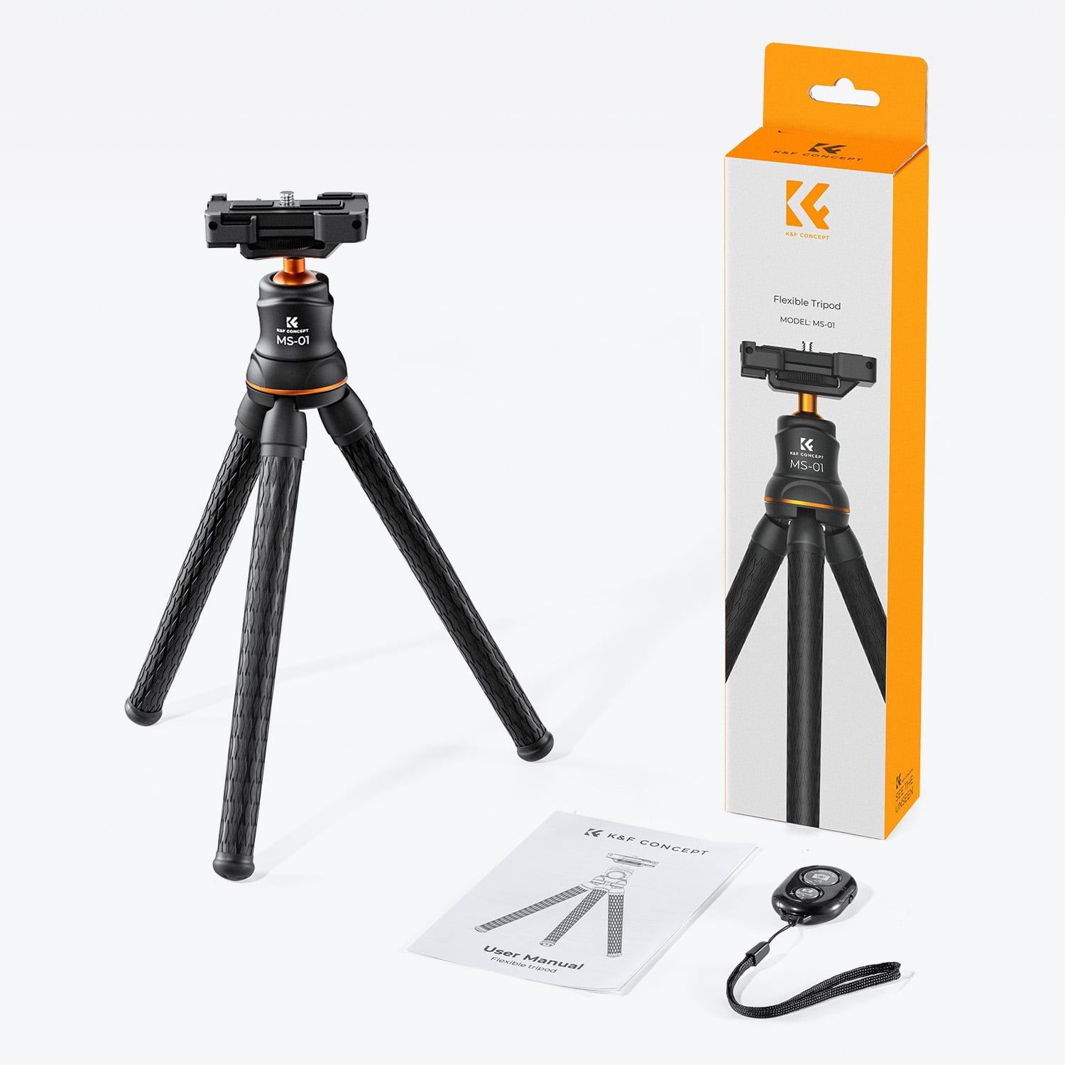 K&F Concept Camera Tripod Versatile Mini Flexible Phone Stand, Adjustable Legs Phone Tripod with Bluetooth Remote for Cellphones Video Recording, Vlogging and Travel Photography