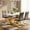 Table with 4 Dark Gray Chairs Gold Leg, variant on Sumdeal 5-Pc Modern Dining Set: 63" Pandora White Glass Table, Silver Stainless Steel Base & 4 Light Gray PU High-Back Chairs with Silver Legs.