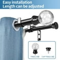 thumbnail image 2 of Urbanest Crackle Glass Flat Button 1" 5/8" Double Drapery Curtain Window Rod Set - 48" to 84", Black, 2 of 6