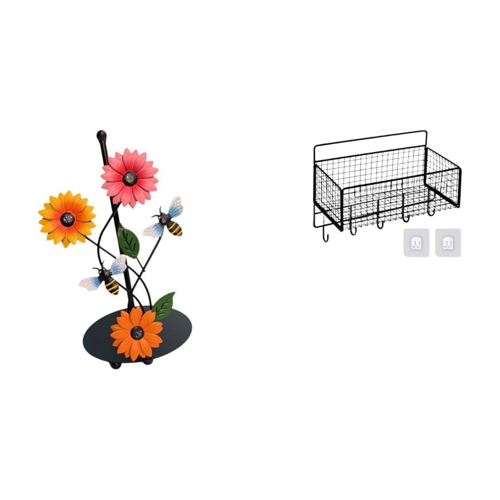 Fiocias Toilet Paper Holder Paper Towel Holder Countertop Hanging Storage Basket Wall Organizer Metal Iron Antirust Weighted Base Suitable for Kitch