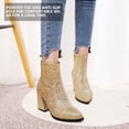 thumbnail image 3 of WHAMVOX Stylish Golden Women Boots with Sequins Design and Durable PU Material for Comfortable Wear 3.5 Inches Heel, 3 of 8