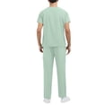 thumbnail image 4 of Men Short Sleeve Scrub Set V Neck Top with Chest Pocket and Straight Leg Pants Two Piece Uniform Suit Mint Green 2XL, 4 of 6