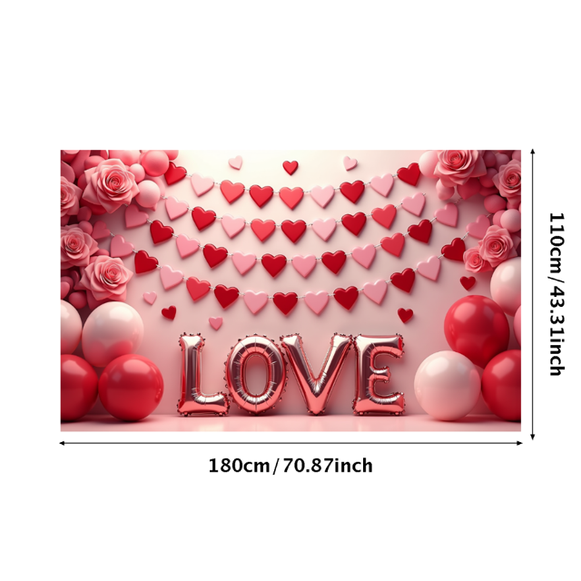 Love Heart Backdrop Banner Valentine's Background Romantic Party Wedding Photography Props Decorations Special Event Photo Booth Display