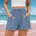 thumbnail image 2 of GUACER Shorts for Women Casual Summer with Pockets and Adjustable Drawstring Elastic Flowy Slit Lightweight, 2 of 7