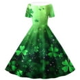 thumbnail image 4 of CYRBOKO Girls Dresses for St. Patrick's Day, Casual A-line Stretchy Collared Short Sleeve Dresses Dark Blue Size 13-14 T, 4 of 5