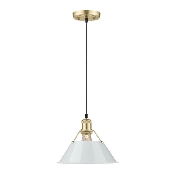 Orwell 1-Light Pendant in Brushed Champagne Bronze with Dusky Blue