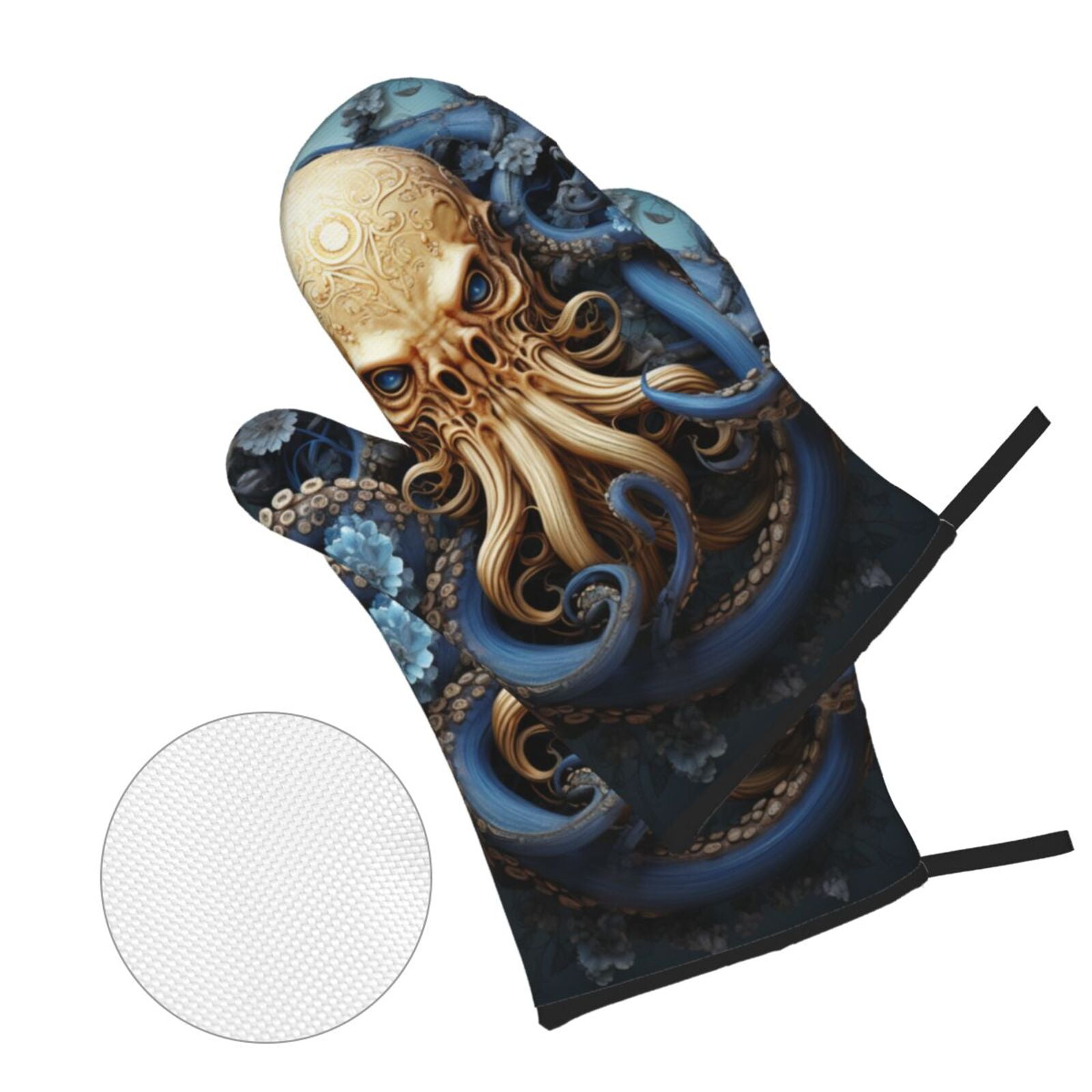 Octopus Kraken Monster Art Vintage 4Pcs Oven Mitts and Pot Holders Sets Oven Kitchen Gloves Hot Pads for Cooking BBQ Baking Grilling
