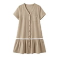thumbnail image 3 of LIaqionyy Women Button down Dress Loose Summer Cotton Linen Dresses Short Sleeve Tunic Casual Sundresses, 3 of 7